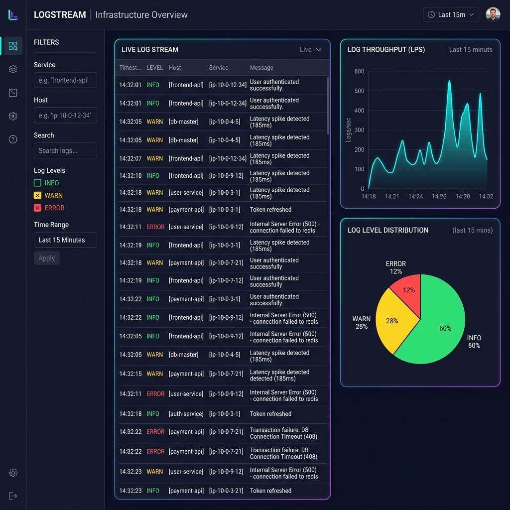 Real-time log monitoring dashboard