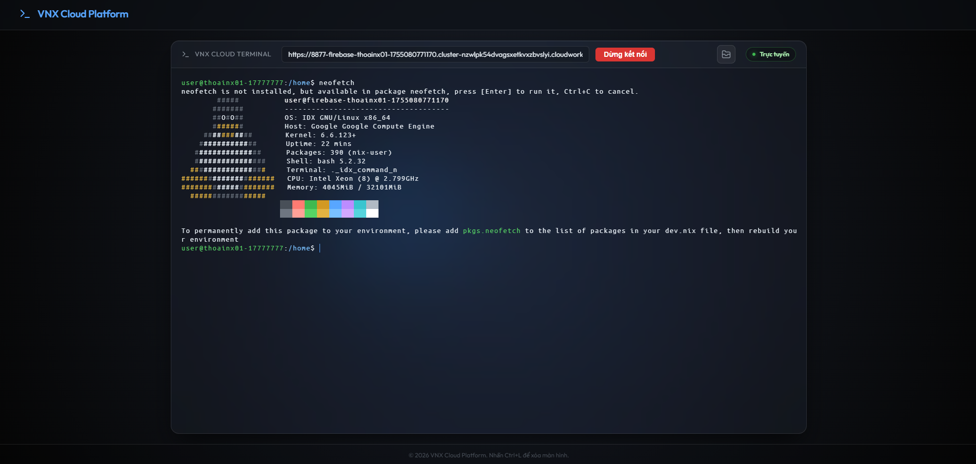 VNX Terminal Usage